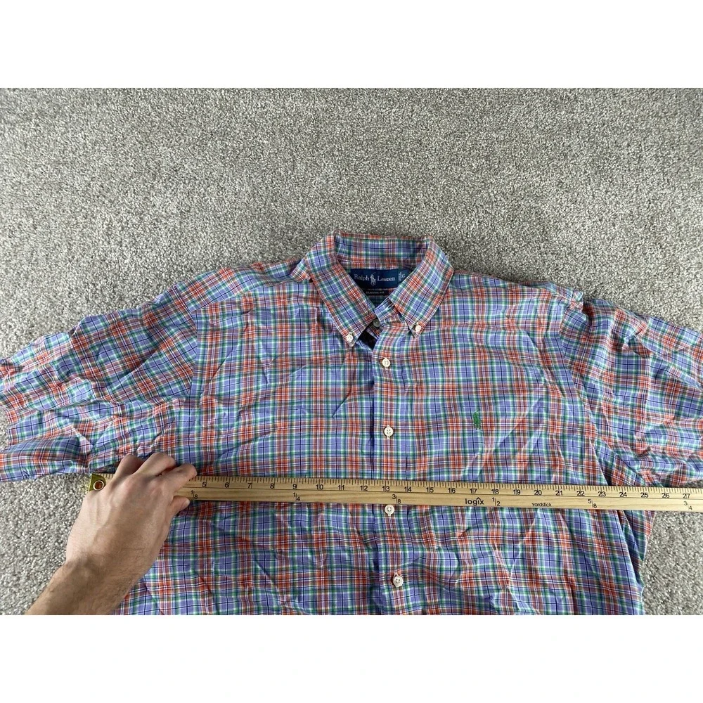 Polo Ralph Lauren Blue/Red/Green Plaid Short Sleeve Shirt Men XL Green Pony Prep
